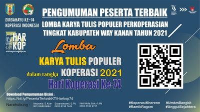 Pengumuman Peserta Terbaik Lomba KTI Populer HUT Koperasi Ke 74