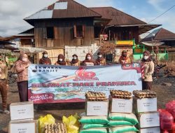 Sambut Hari Pramuka Ke-60 Tahun 2021, KWARRAN Banjit KWARCAB Way Kanan Salurkan Sembako Korban Kebakaran