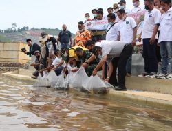 Peringati HPN 2022, PWI Pringsewu Tabur Benih Ikan dan Tanam Pohon