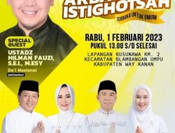 Pengajian Akbar  Gubernur Lampung Dan Ustadz Hilman Fauzi Berhadiah Umroh Di Kabupaten Way Kanan Pada 1 Februari 2023.