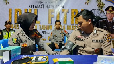 Sidokkes Polres Way Kanan Polda Lampung Berikan Pelayanan Kesehatan untuk Petugas Pengamanan Operasi Ketupat Krakatau 2024