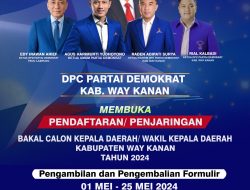 Partai Demokrat Way Kanan Buka Pendaftaran Calon Kepala Daerah dan Wakil Kepala Daerah