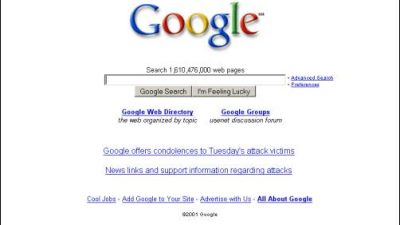 Tampian Google Tahun 2001