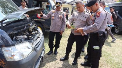 Biro Logistik Polda Lampung Lakukan Pengecekan Kendaraan dan Senpi Dinas di Polres Way Kanan untuk Persiapan Pilkada 2024