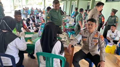 Sinergitas TNI-Polri: Donor Darah Polres Way Kanan Rayakan HUT Korem 043 Gatam