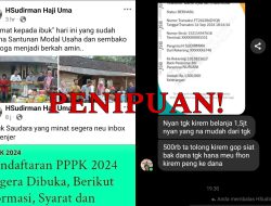 Kembali Beredar Penipuan di Sosial Media FB Mengatasnamakan Dirinya, Haji Uma Sebuah Ini Penipuan